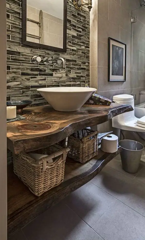 modern rustic powder room