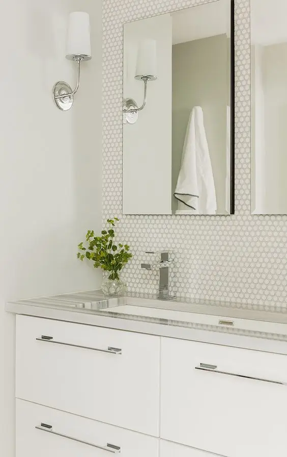 modern all-white powder room