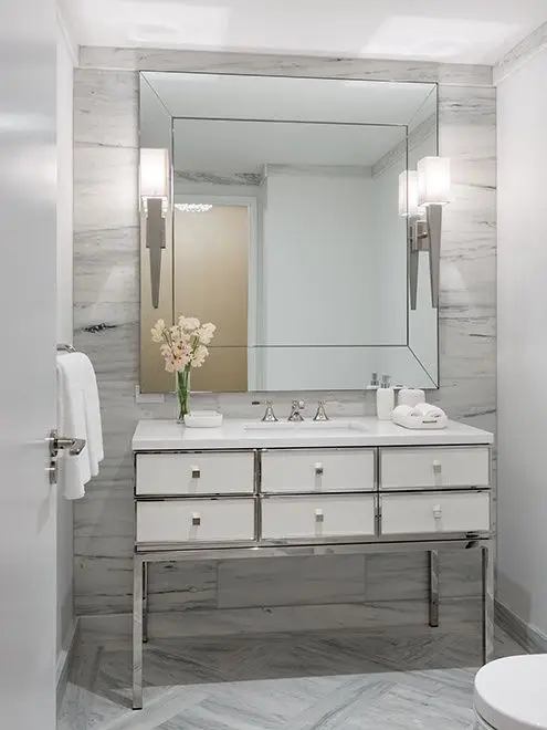 classically elegant powder room