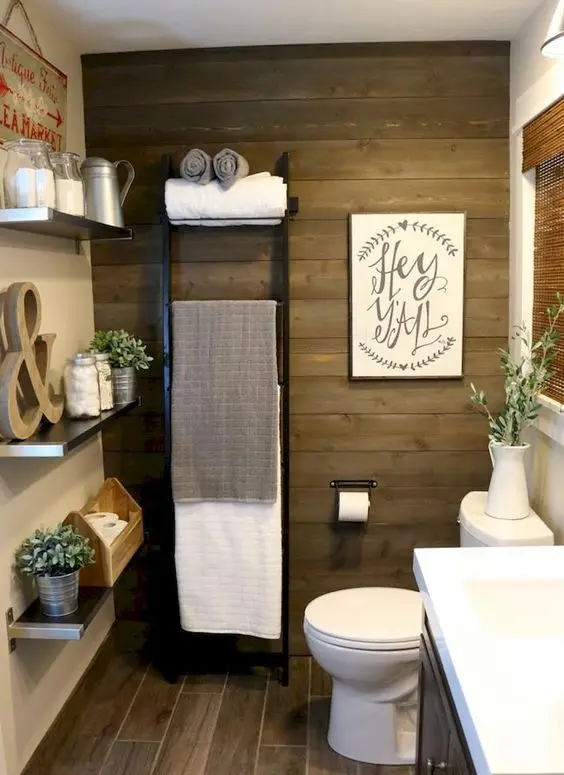 charming farmhouse powder room