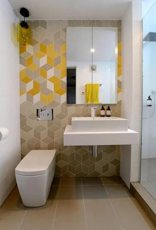 modern yellow powder room