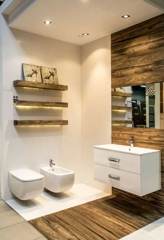 modern rustic powder room