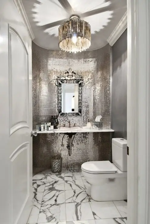 white luxurious powder room