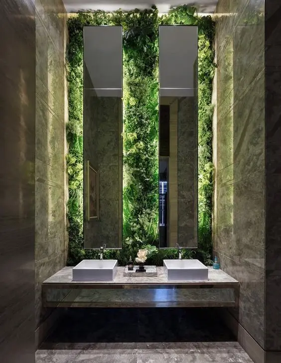 grand tropical powder room