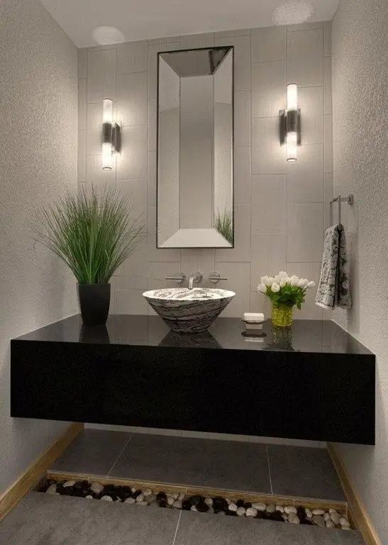 Spa-Inspired Minimalist powder room: Be inspired by the distinct charm of spa rooms and bring the look into your home powder