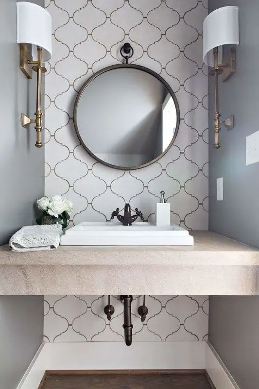 modern Moroccan powder room