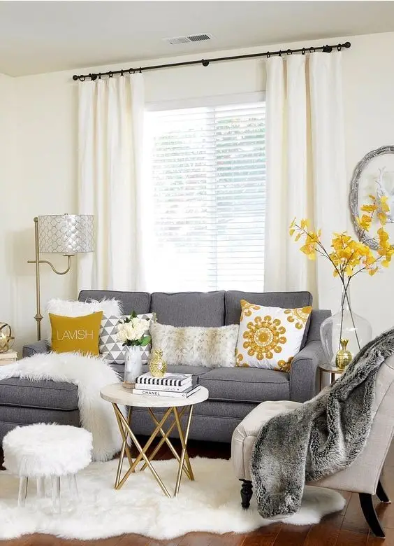 chic yellow living room