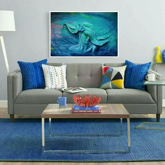 bright blue living room