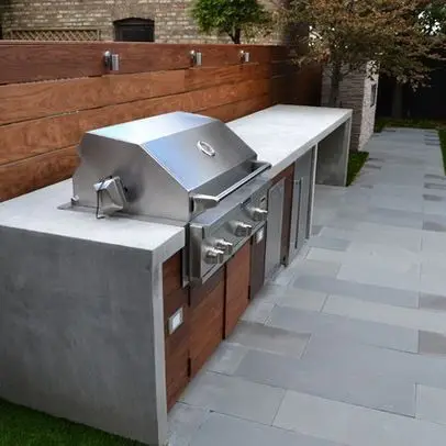 Cool Concrete BBQ outdoor kitchen: Modern, rustic, minimalist. This outdoor kitchen hits high scores on both design and