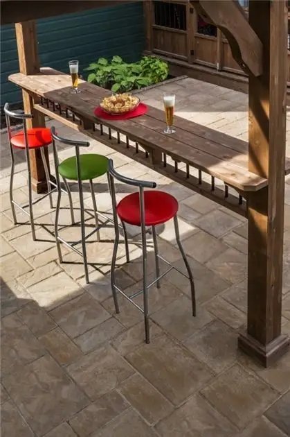 Colourful Bar Stools outdoor kitchen: Add pops of colour to your traditional, rustic or minimalist designed outdoor space