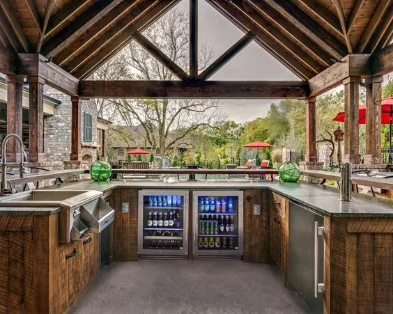 Rustic Kitchen Pavilion: Got a huge family to feed? Love inviting the entire team over? You will need a huge kitchen to take