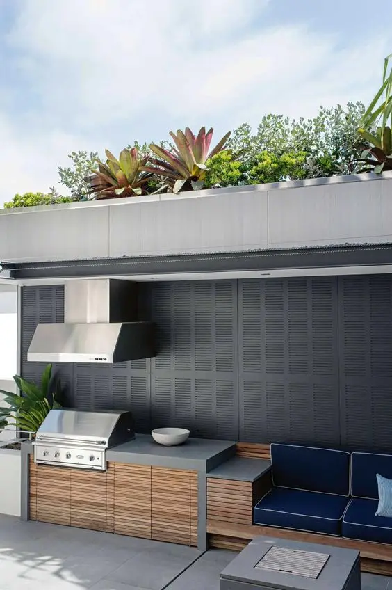 grey contemporary outdoor kitchen