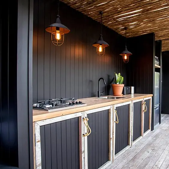 maritine black outdoor kitchen
