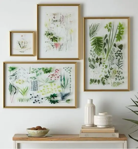 framed pressed leaves