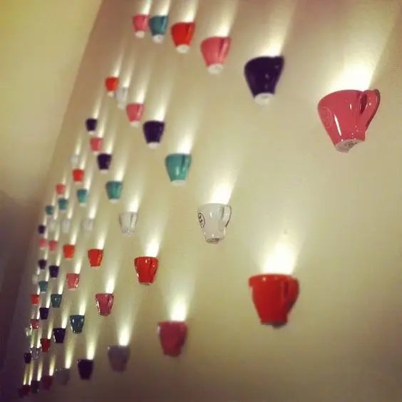 wall lighted teacups