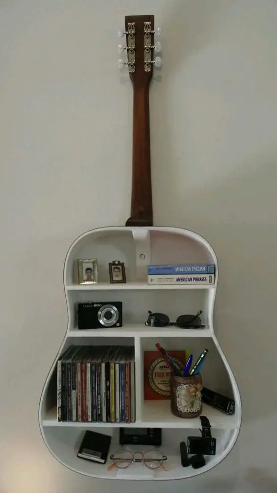 recycled guitar wall feature