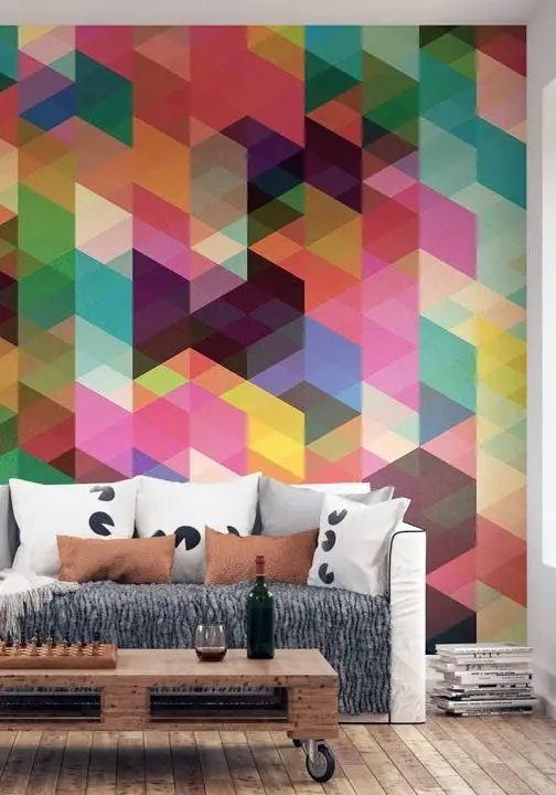 bright geometric wall