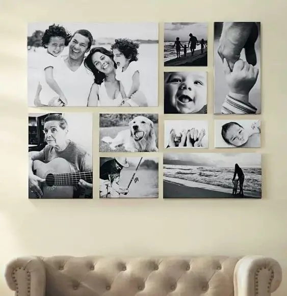 framed photos on the wall