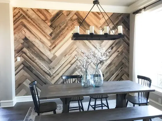 reclaimed wood wall accent