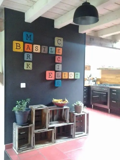 scrabble blocks on the wall