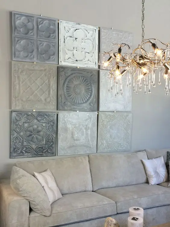 tin tiles on the wall