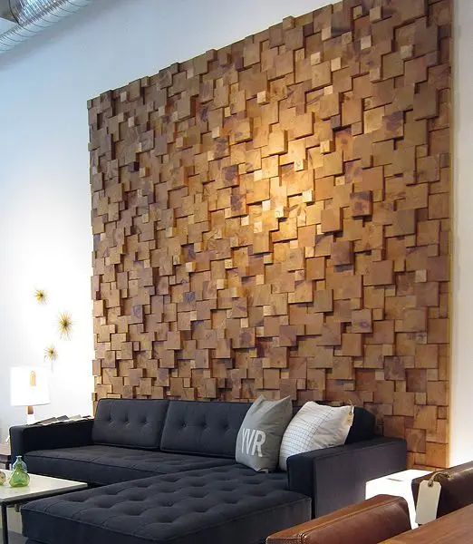 wood squares wall feature