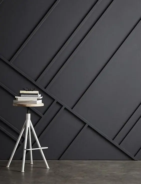 black wall with accents