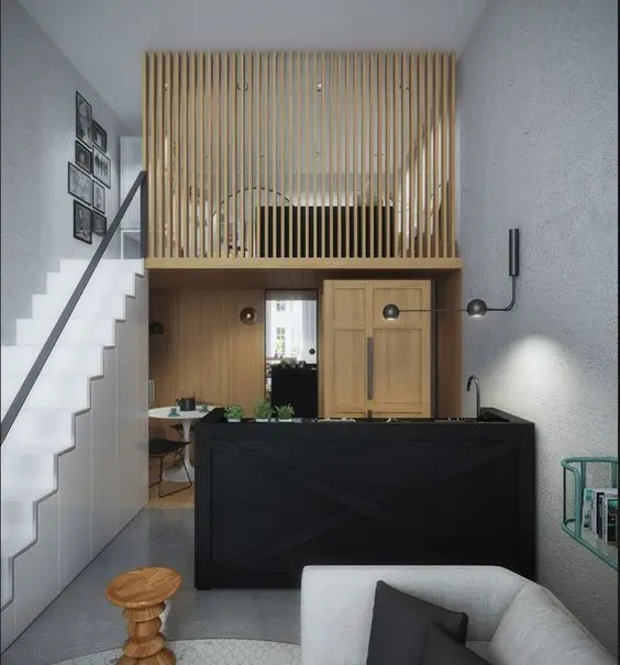mosern apartment with loft bedroom