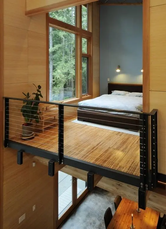 Bedroom Balcony: Maximise space and natural lighting with this airy and relaxing loft bedroom. Instead of hiding it with a