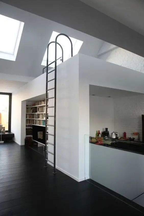 modern apartment with a loft