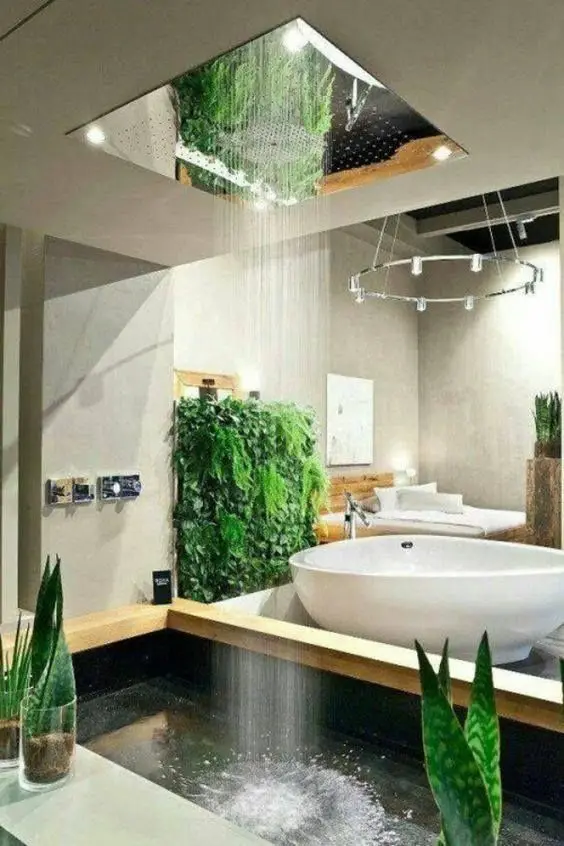 bathroom with plants