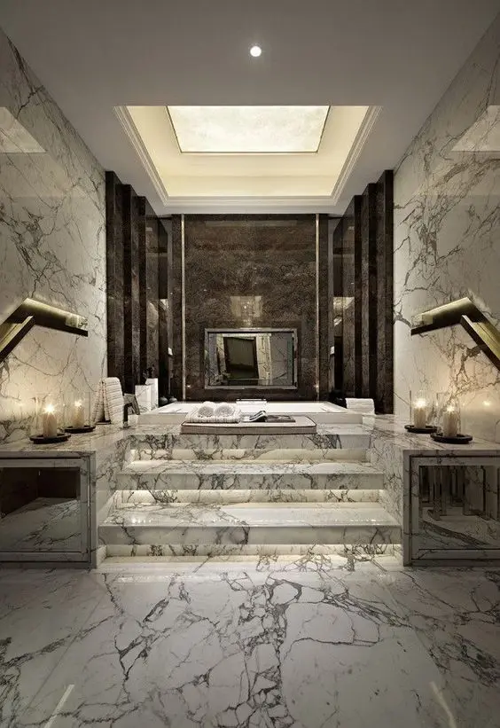 luxurious bathroom with a dais