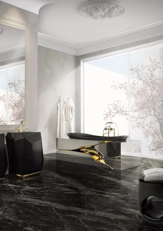 black and gold luxurious bathroom
