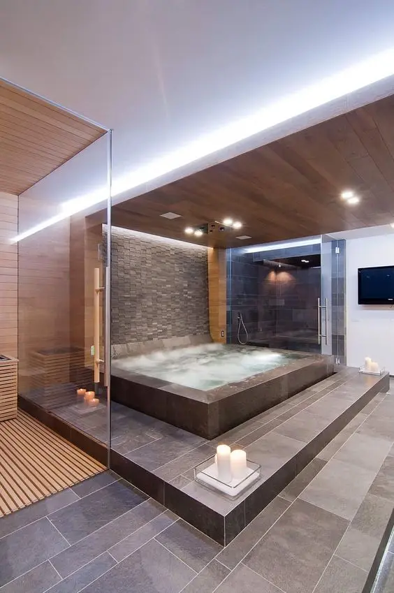 luxurious bathroom with a jacuzzi