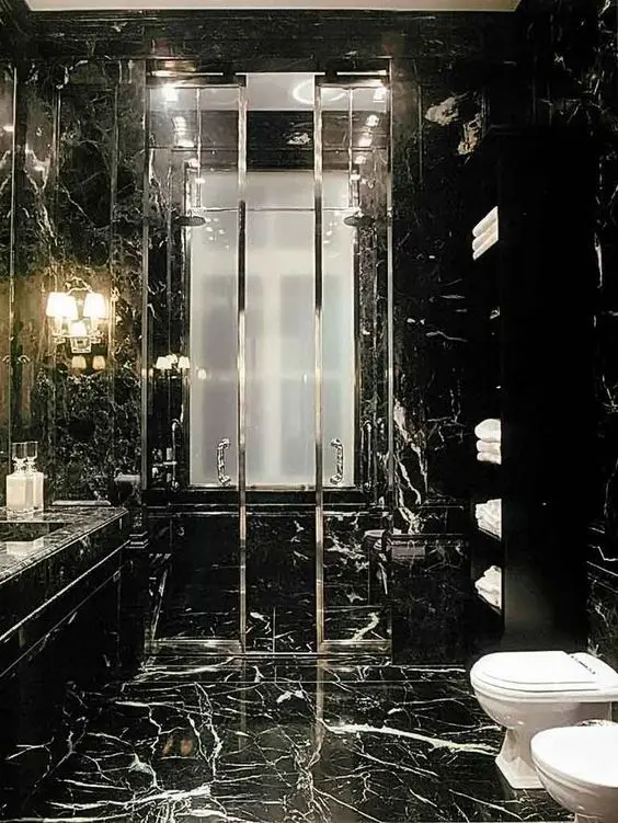 luxurious black marble bathroom