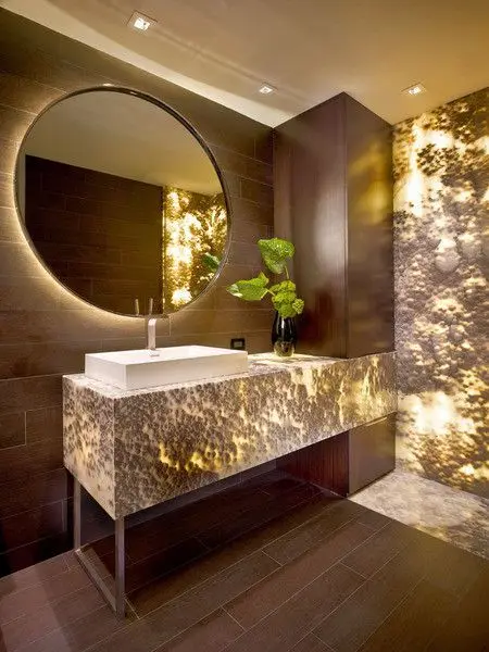 bathroom with onyx walls