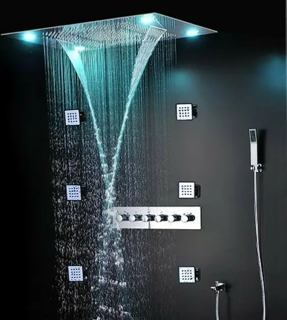 modern rain and cascade shower head