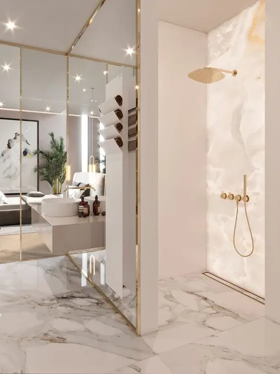 gold and marble bathroom