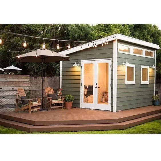 backyard office with deck