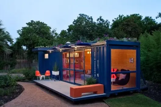 shipping container turned home office