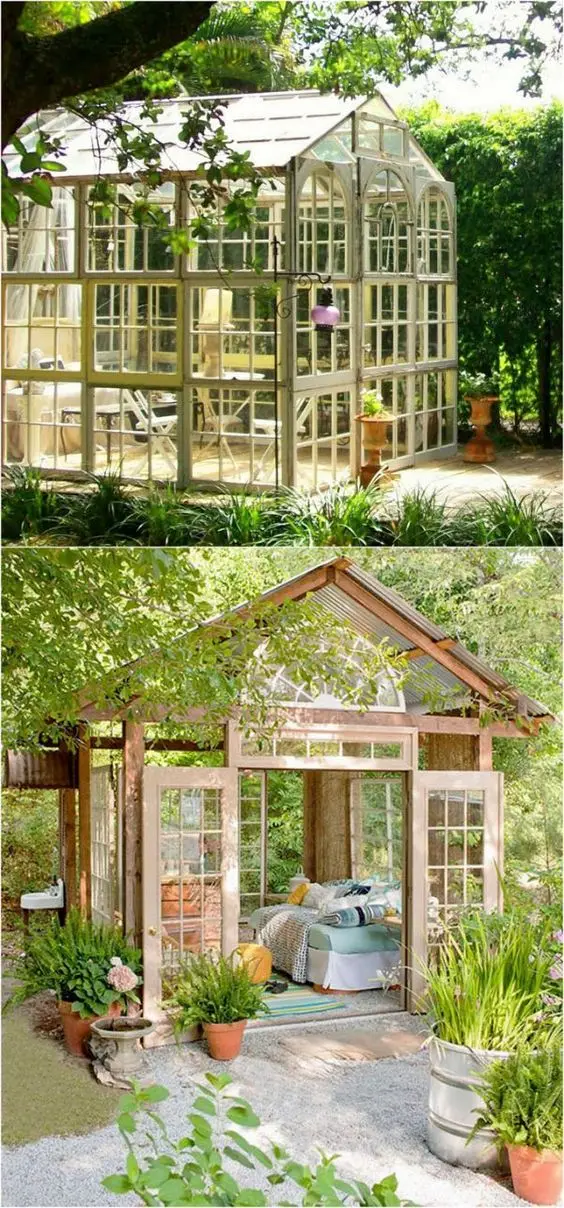 glass-walled backyard office