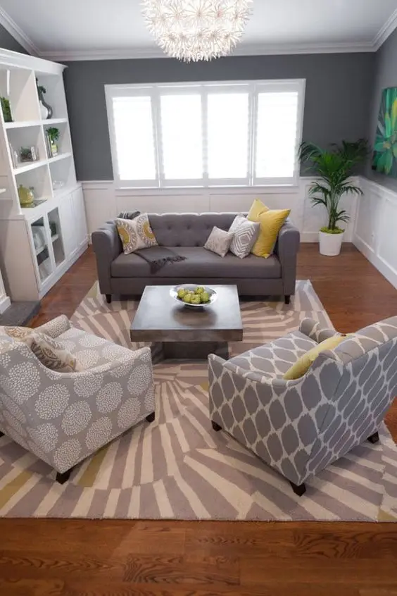 mismatched sofas family room