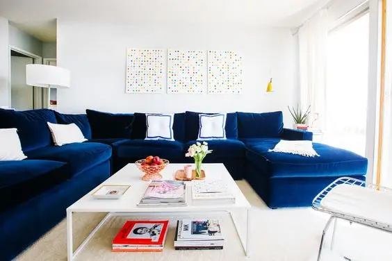 deep blue sofa