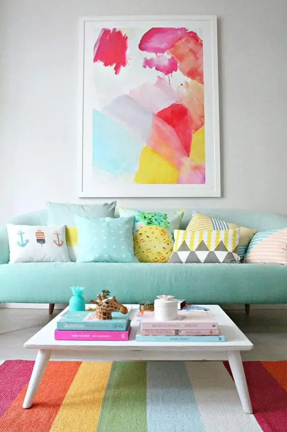 pastel themed family room