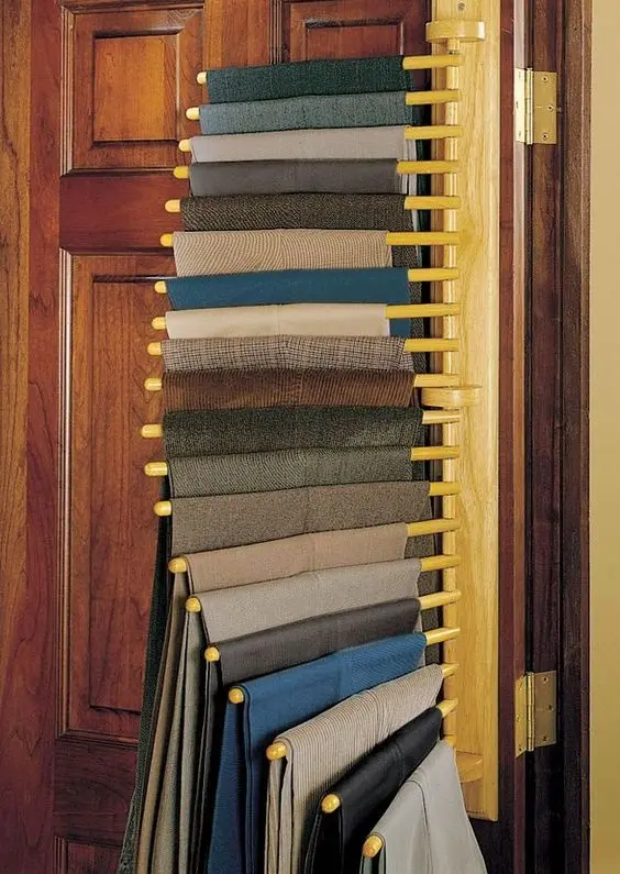 Pants Wall Rack bedroom closet: This pants wall rack can be installed inside a closet cabinet, against a wall or behind the