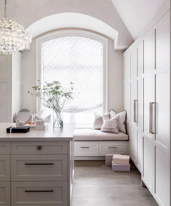 A Private Nook bedroom closet: Your closet can also be your special personal space. Adding a window seat or a comfortable