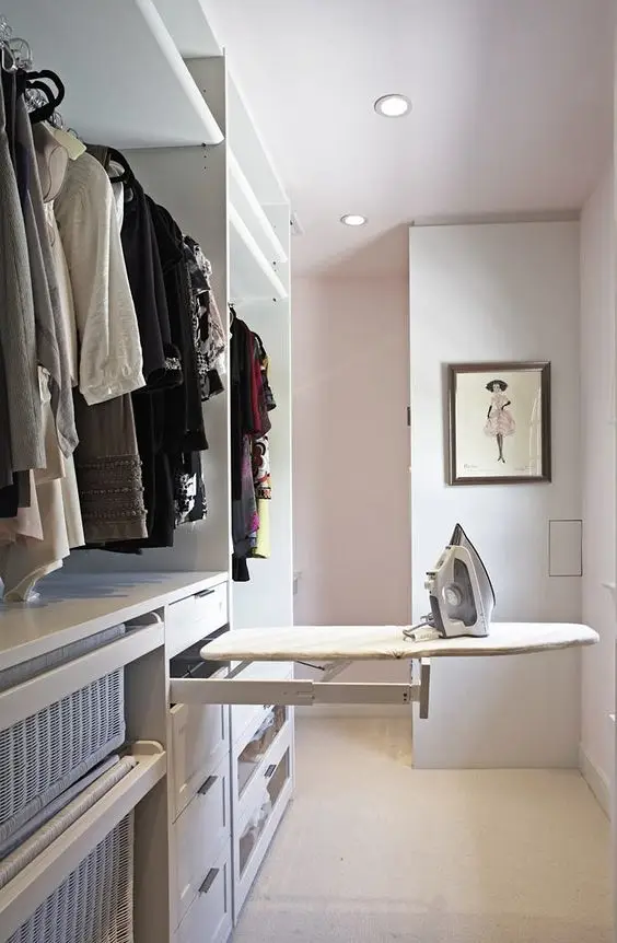 Handy Iron and Board bedroom closet: No need to run to the laundry room just to smooth out some creases and wrinkles. Have