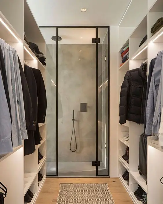 Bath and Closet: Incorporating your bath with your closet makes a lot of sense. The layout will save you from going from one