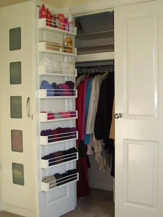 Behind-the-Door Pockets bedroom closet: Closet doors offer storage. It is perfect for organising smaller items that you need