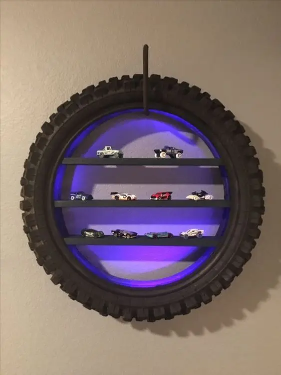 recycled tire shelves